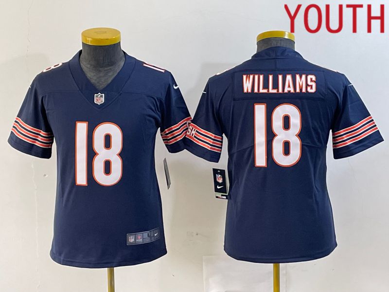 Youth Chicago Bears #18 Williams Blue Second generation 2024 Nike Limited NFL Jersey style 1->youth nfl jersey->Youth Jersey